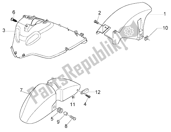 Toutes les pièces pour le Compartiment De Roue-garde-boue du Piaggio X8 200 2004