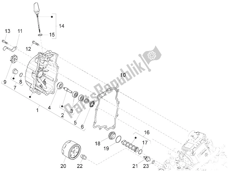 Todas las partes para Cubierta Del Volante Magneto - Filtro De Aceite de Piaggio MP3 300 IE LT Sport 2011