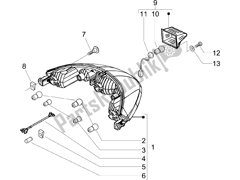 Todas las partes para Faros Traseros - Luces Intermitentes de Piaggio Beverly 125 E3 2007