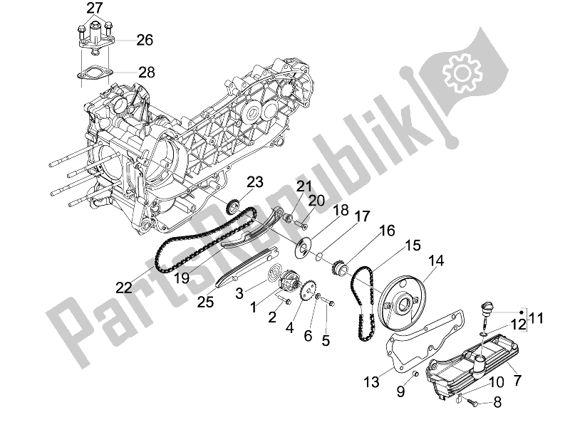 Tutte le parti per il Pompa Dell'olio del Piaggio Beverly 125 Tourer E3 2007