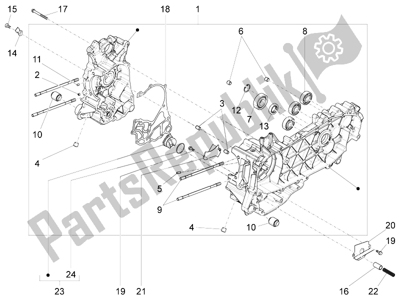 Tutte le parti per il Carter del Piaggio FLY 150 4T 3V IE USA 2014