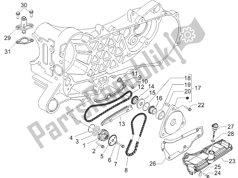 All parts for the Oil Pump of the Piaggio ZIP 100 4T Vietnam 2011