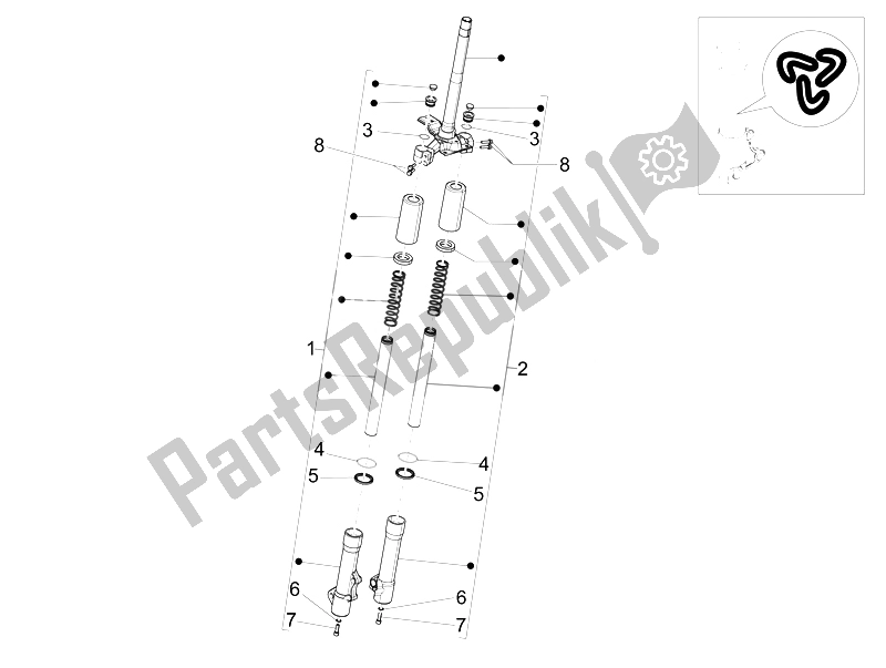 Toutes les pièces pour le Composants De La Fourche (wuxi Top) du Piaggio Liberty 50 4T Delivery 2010