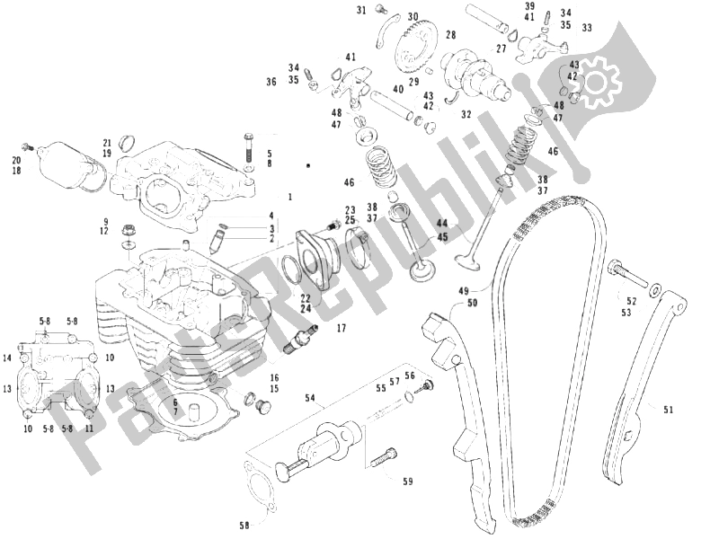 All parts for the Head Unit - Valve of the Piaggio Trackmaster 400 2006