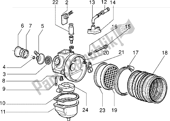 All parts for the Carburettor of the Piaggio Velofax 50 1997