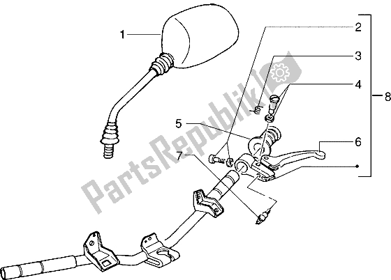 Toutes les pièces pour le Composants Du Guidon (véhicule Avec Frein à Tambour Arrière) du Piaggio NRG Extreme 50 1999