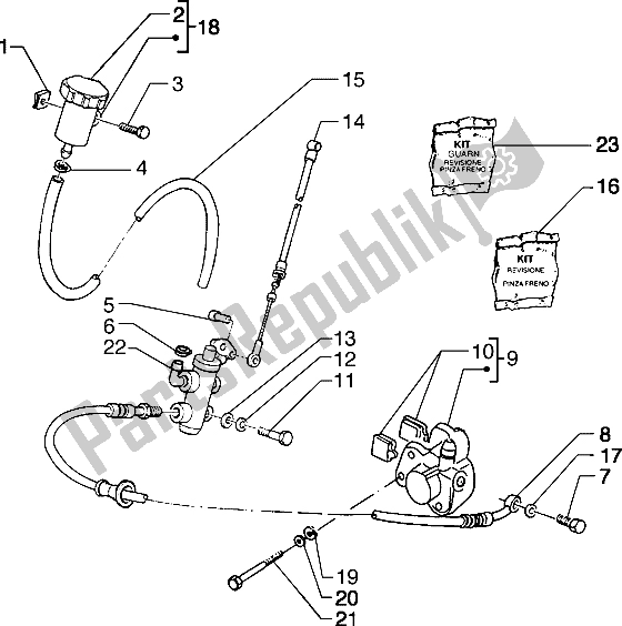 All parts for the Front Brake Cylinder-brake Caliper of the Piaggio Typhoon 50 X 1999