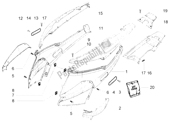 Toutes les pièces pour le Couvercles Latéraux du Piaggio NRG Power DT 50 1998