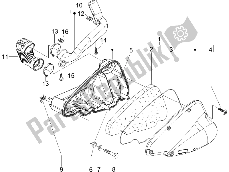 Todas as partes de Filtro De Ar do Piaggio Liberty 125 4T PTT E3 F 2007