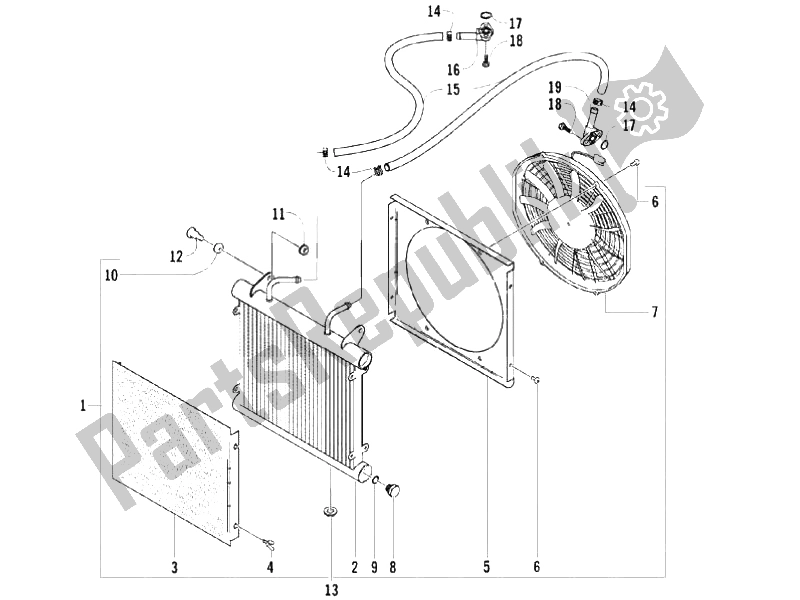 All parts for the Cooling System of the Piaggio Trackmaster 400 Passo Lungo 2006