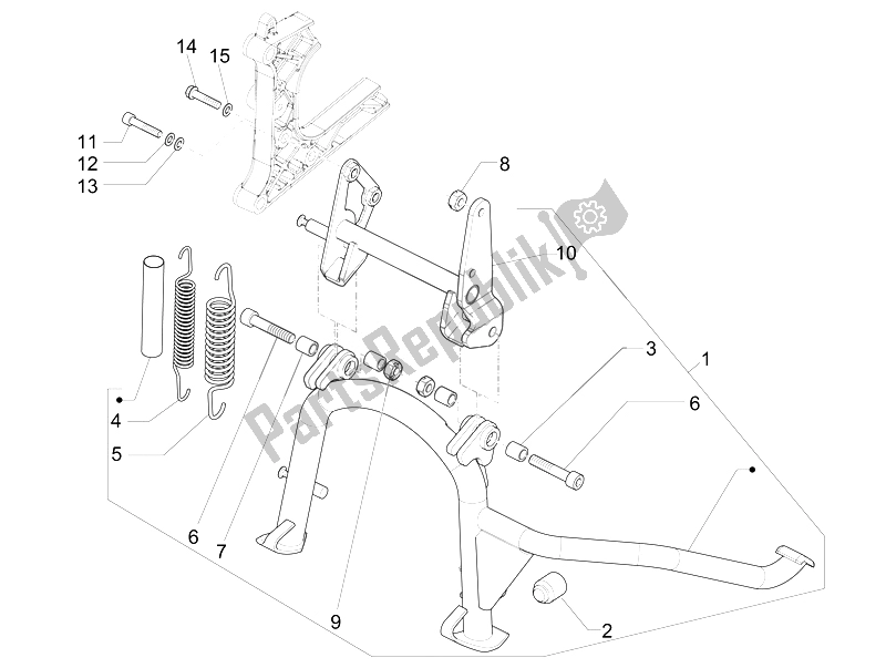 All parts for the Stand/s of the Piaggio MP3 500 LT Sport 2014