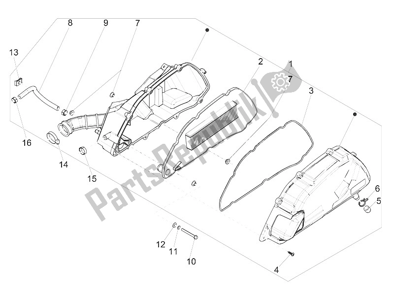 Toutes les pièces pour le Filtre à Air du Piaggio Medley 125 4T IE ABS 2016