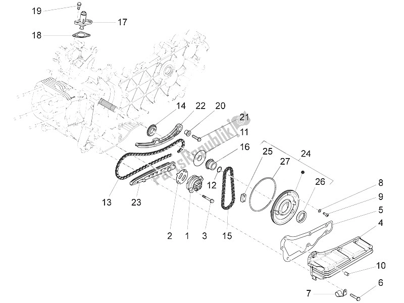 Alle onderdelen voor de Oliepomp van de Piaggio FLY 150 4T 3V IE USA 2016