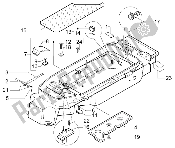 All parts for the Case-helmet of the Piaggio X9 500 Evolution ABS 2004