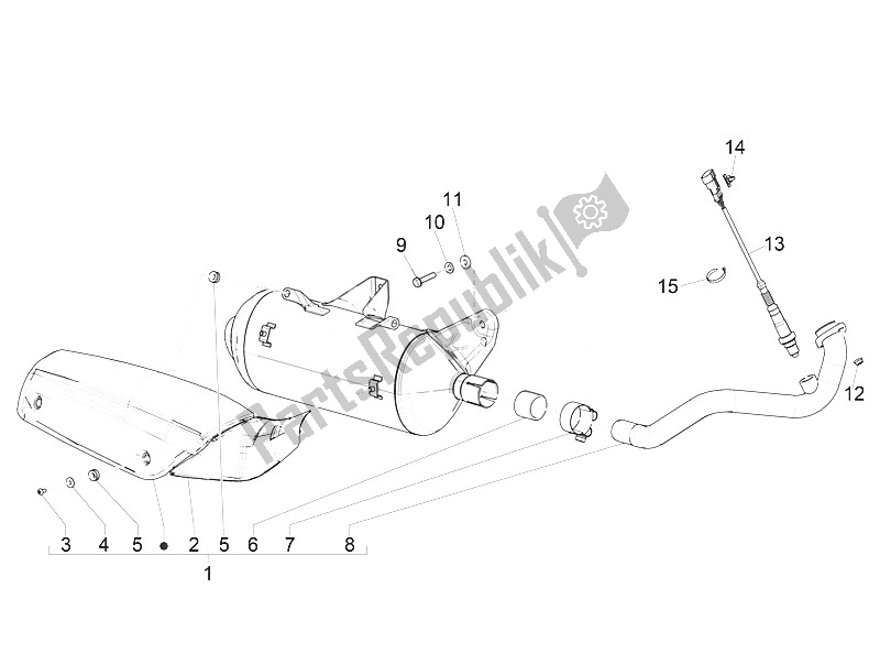 Tutte le parti per il Silenziatore del Piaggio MP3 300 IE E4 LT Business Sport ABS EU 2016