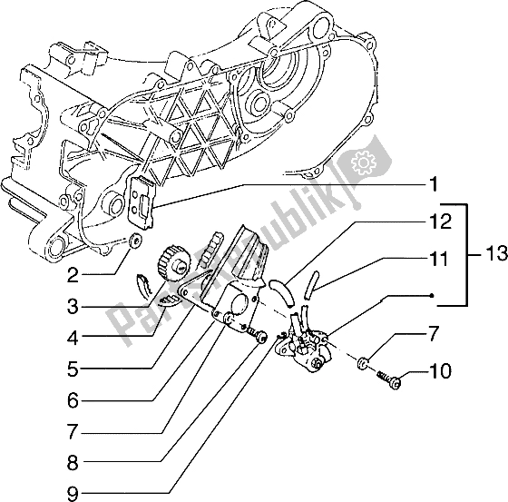 All parts for the Oil Pump of the Piaggio Hexagon 125 1996