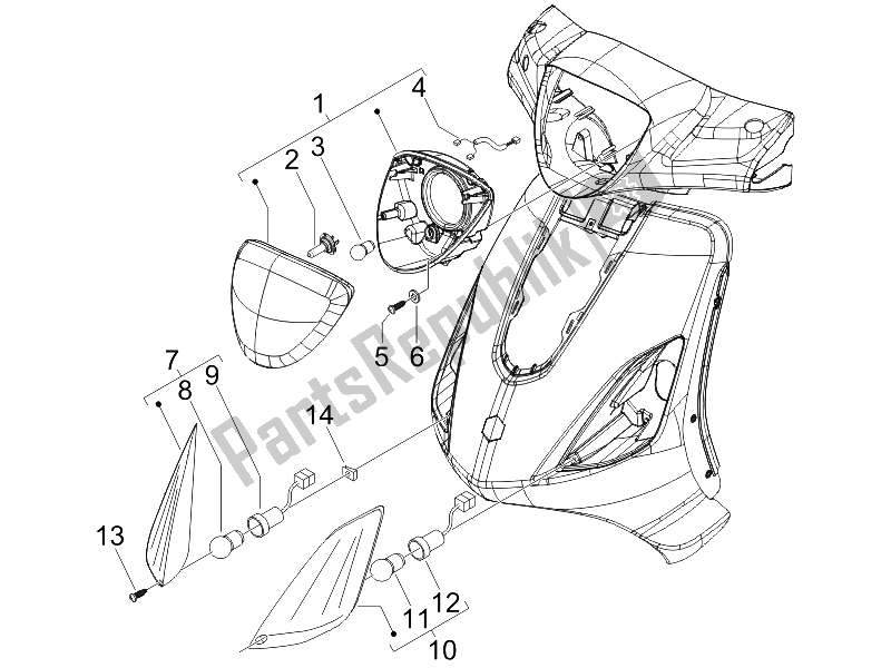 Todas las partes para Faros Delanteros - Luces Intermitentes de Piaggio FLY 50 2T 25 KMH B NL 2005