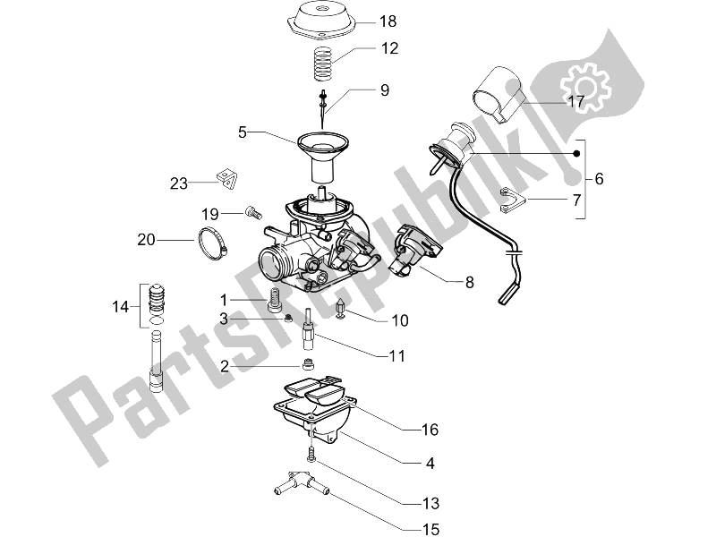 Toutes les pièces pour le Composants Du Carburateur du Piaggio X9 250 Evolution 2006