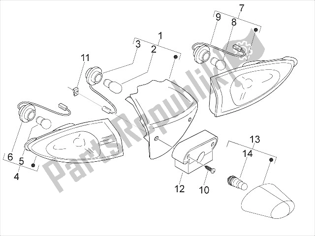 Todas las partes para Faros Traseros - Luces Intermitentes de Piaggio FLY 50 4T 4V USA 2011