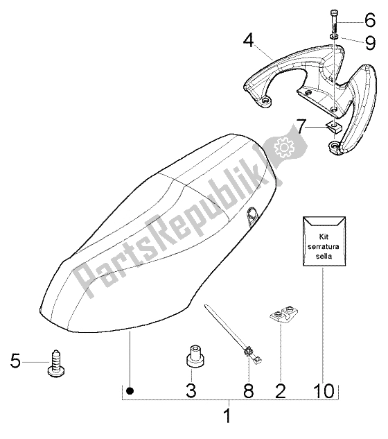 All parts for the Saddle-lugg. Carrier of the Piaggio FLY 50 4T 2007