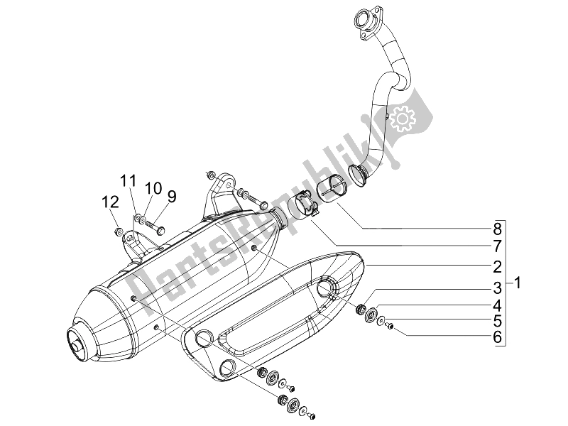 Todas las partes para Silenciador de Piaggio X8 125 Premium Euro 3 UK 2007