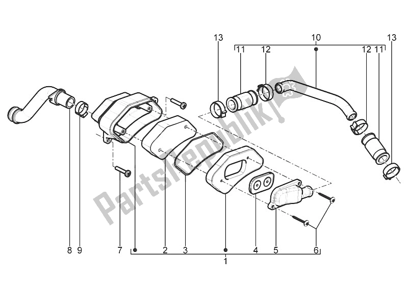 All parts for the Secondary Air Box of the Piaggio Typhoon 50 2T E2 2011