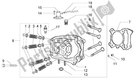 Todas las partes para Válvulas De Cabeza de Piaggio X9 200 Evolution 2004