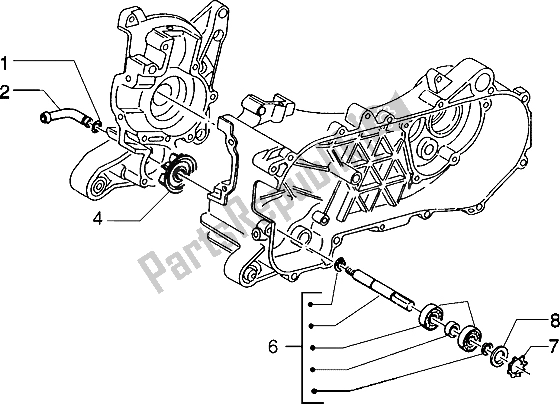 All parts for the Water Pump of the Piaggio NRG MC3 50 2002