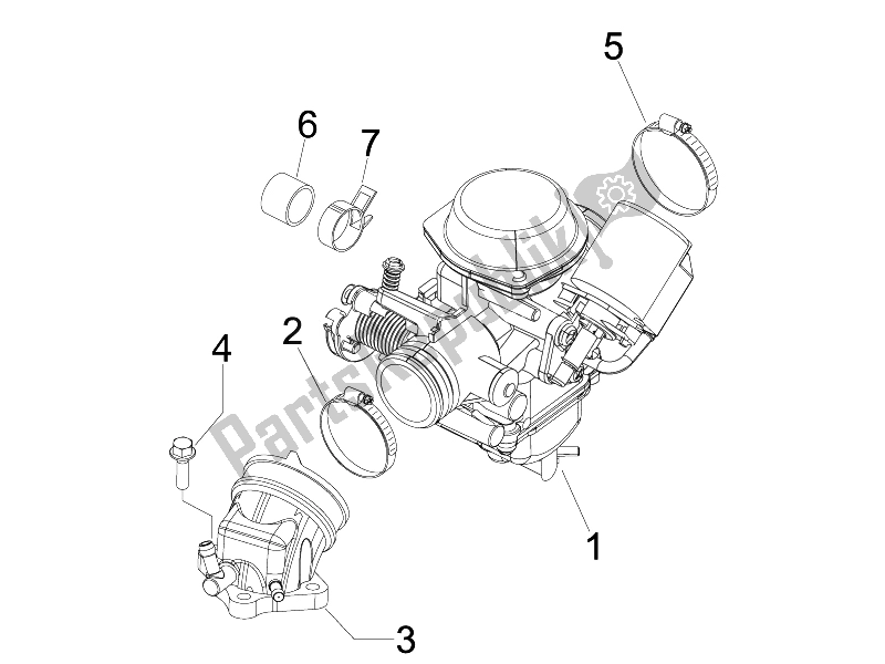 Alle onderdelen voor de Carburateur, Montage - Koppelingsleiding van de Piaggio Beverly 125 Tourer E3 2007