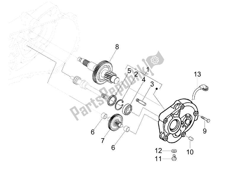 All parts for the Reduction Unit (2) of the Piaggio FLY 50 4T USA 2007