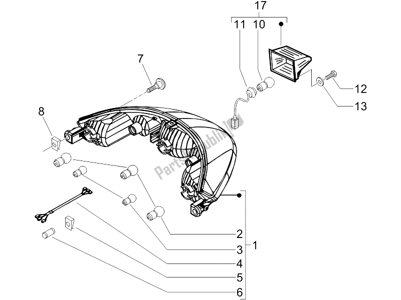 Toutes les pièces pour le Phares Arrière - Clignotants du Piaggio Beverly 400 IE E3 2006