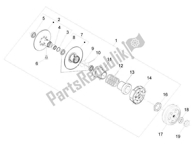 Tutte le parti per il Puleggia Condotta del Piaggio MP3 300 4T 4V IE LT Ibrido 2010