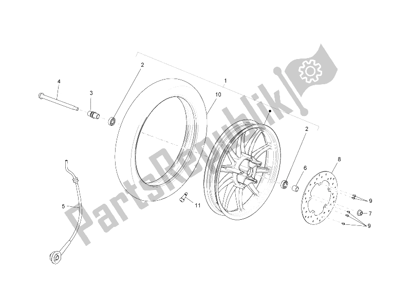 All parts for the Front Wheel of the Piaggio Liberty 50 2T MOC 2009