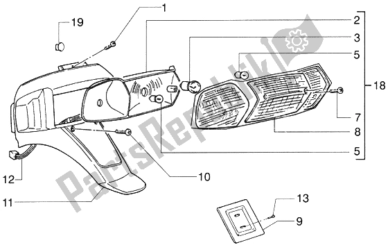 Todas las partes para Luz Trasera Trasera (2) de Piaggio ZIP RST 50 1996