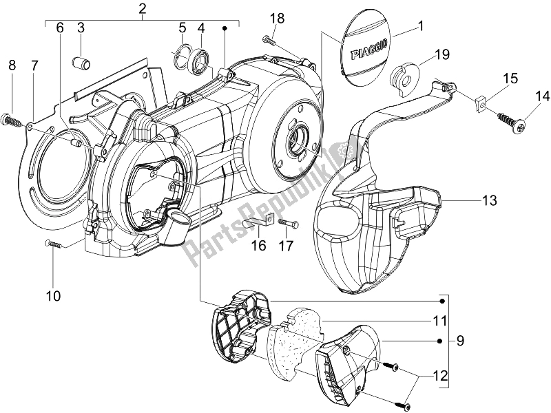 Toutes les pièces pour le Couvercle De Carter - Refroidissement Du Carter du Piaggio Beverly 125 Sport E3 2007