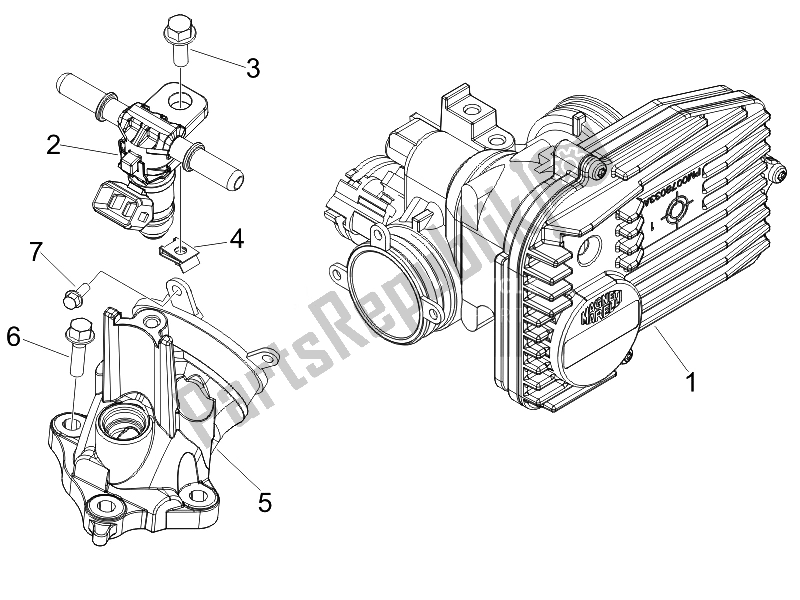 Todas las partes para Cuerpo Del Acelerador - Inyector - Tubo De Unión de Piaggio MP3 500 Tourer USA 2010