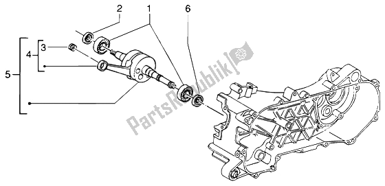 All parts for the Crankshaft of the Piaggio NRG MC3 DD 50 2002