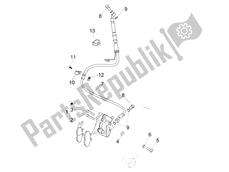 Alle onderdelen voor de Remleidingen - Remklauwen van de Piaggio FLY 150 4T 3V IE USA 2014