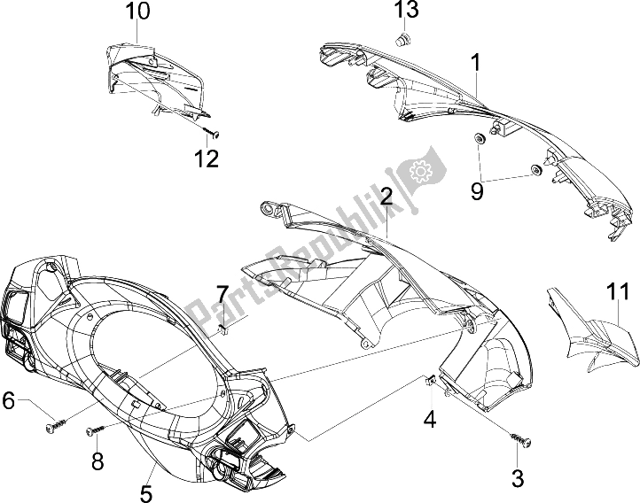 All parts for the Handlebars Coverages of the Piaggio X7 300 IE Euro 3 2009