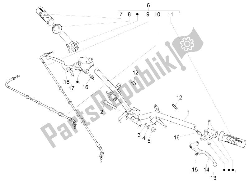 All parts for the Handlebars - Master Cil. Of the Piaggio Liberty 150 Iget 4T 3V IE ABS EU 2015