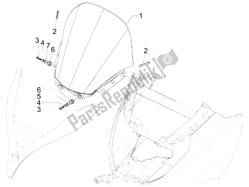 Todas as partes de Pára-brisa - Vidro do Piaggio MP3 125 2006