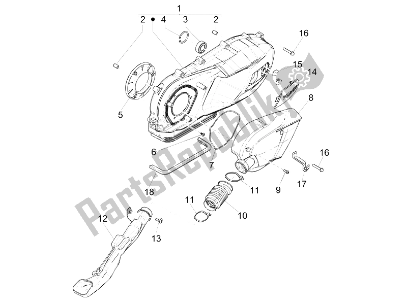 All parts for the Crankcase Cover - Crankcase Cooling of the Piaggio Liberty 125 Iget 4T 3V IE ABS EU 2015