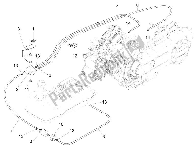 Tutte le parti per il Sistema Di Approvvigionamento del Piaggio FLY 50 4T 2V 25 30 KMH 2016