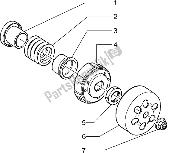 All parts for the Driven Pulley (2) of the Piaggio Hexagon 125 1996