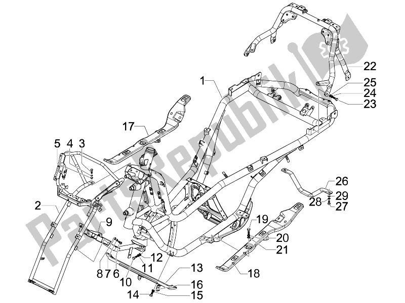 Toutes les pièces pour le Cadre / Carrosserie du Piaggio MP3 300 4T 4V IE LT Ibrido 2010