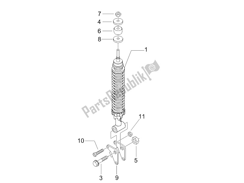 Toutes les pièces pour le Suspension Arrière - Amortisseur / S du Piaggio Liberty 125 4T 2006