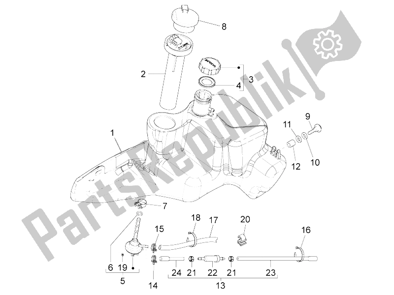 Toutes les pièces pour le Réservoir D'essence du Piaggio FLY 125 4T E3 2009