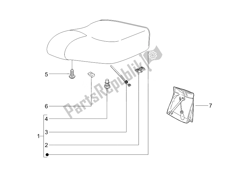 Toutes les pièces pour le Selle / Sièges du Piaggio Liberty 50 4T PTT B NL 2007