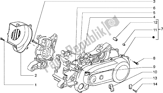 All parts for the Clutch Cover-scrool Cover of the Piaggio Typhoon 50 X 1999