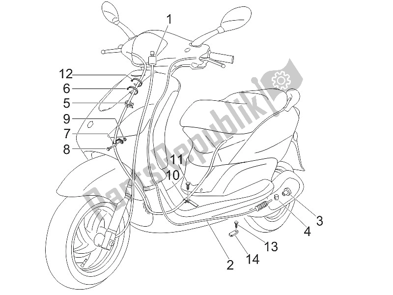 All parts for the Transmissions of the Piaggio FLY 50 4T 4V USA 2011